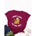 Women Cute Sloth Cartoon Slogan Print O  Neck Casual Short Sleeve T  Shirt