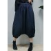 Plus Size Navy elastic waist Linen harem Pants Spring