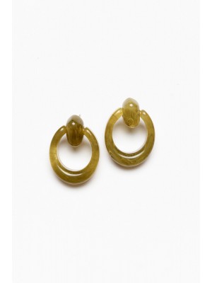 Georgie Olive Resin Circle Earring