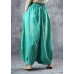 fashion women cotton green crop pants plus size elastic waist wide leg pants