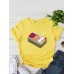 Women Cartoon Sleeping Sushi Print O  Neck Short Sleeve Leisure T  Shirt