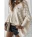 Women V  Neck Solid Color Hollow Out Dolman Sleeeve Knit Sweaters