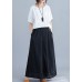 New women's trousers retro literary cotton and linen casual black trousers